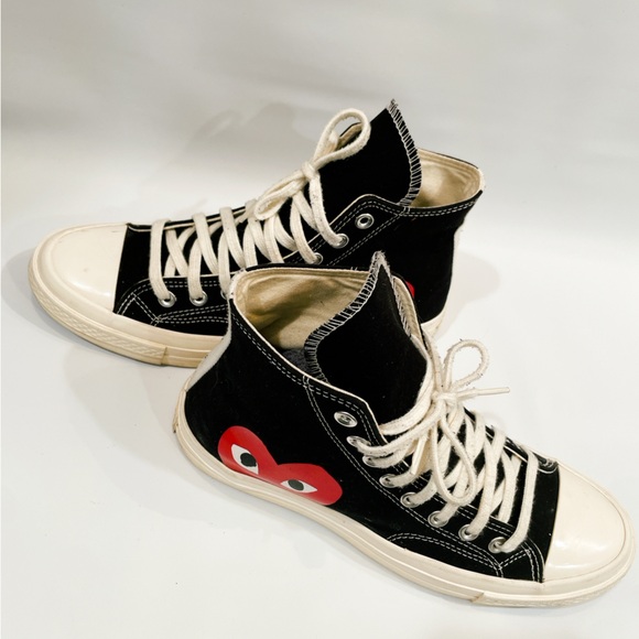 Comme Des Garcons PLAY Converse Unisex Chuck Taylor High Top Sneakers men’s 8.5 - Picture 3 of 11